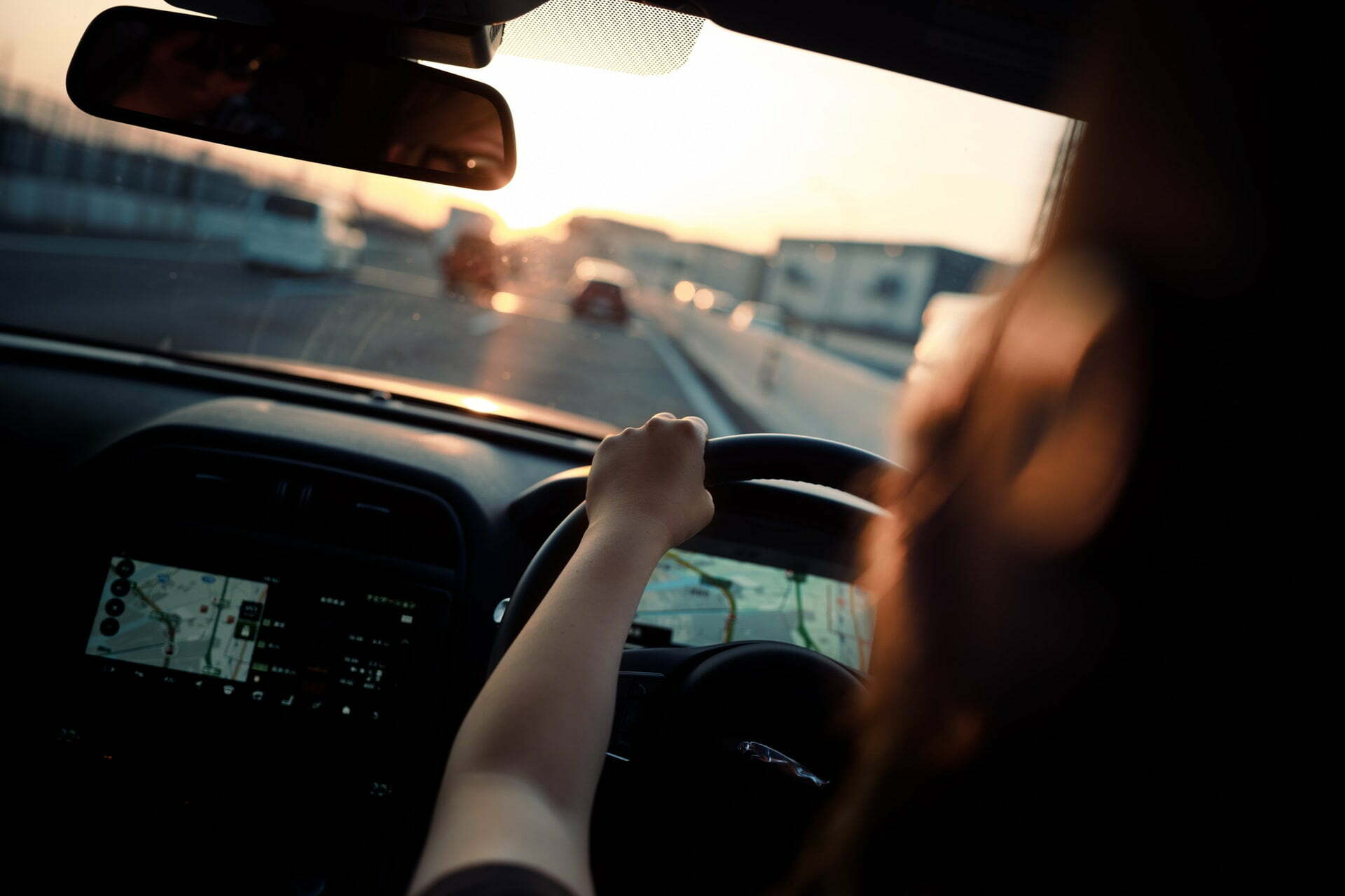a person driving a car