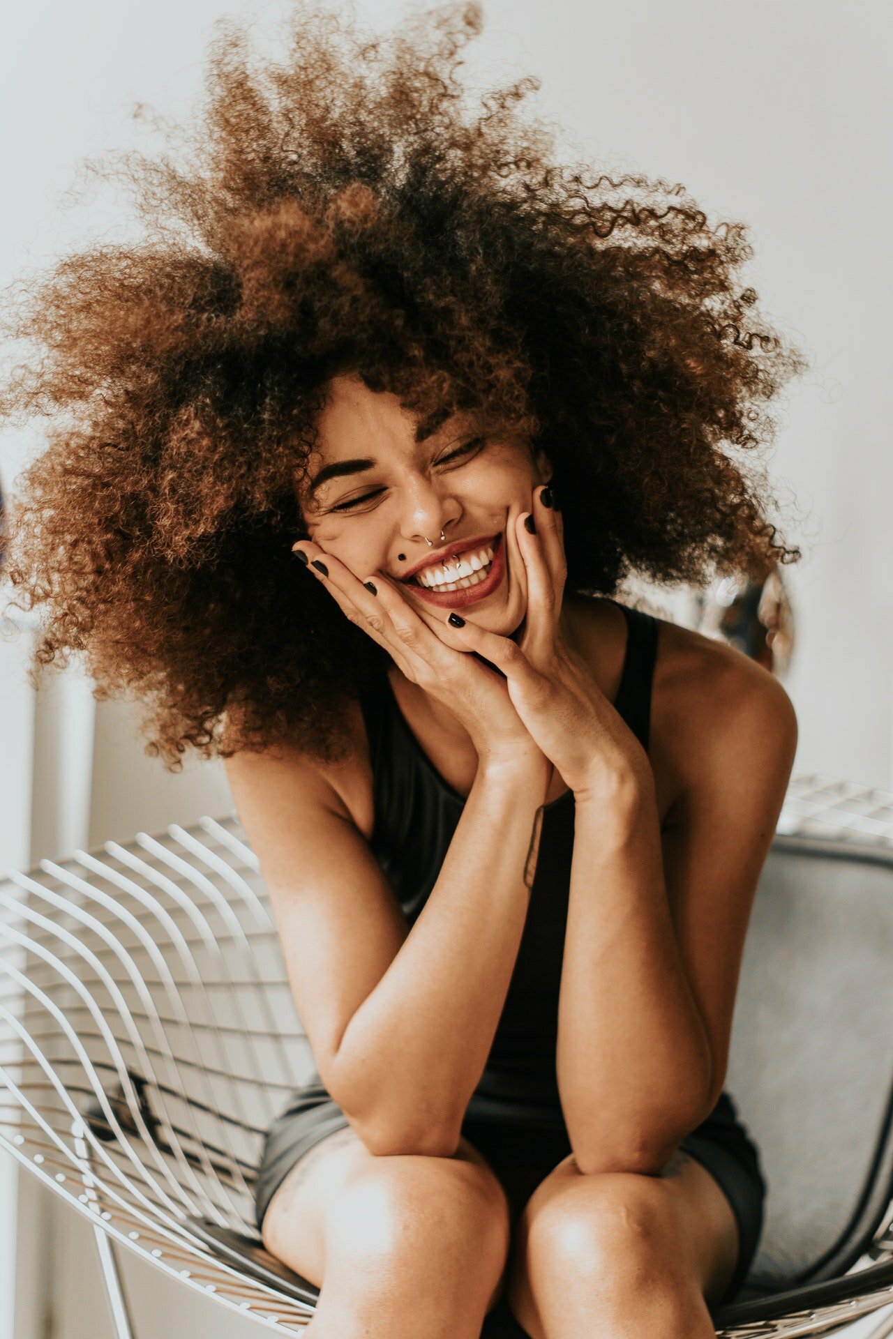 a person with curly hair
