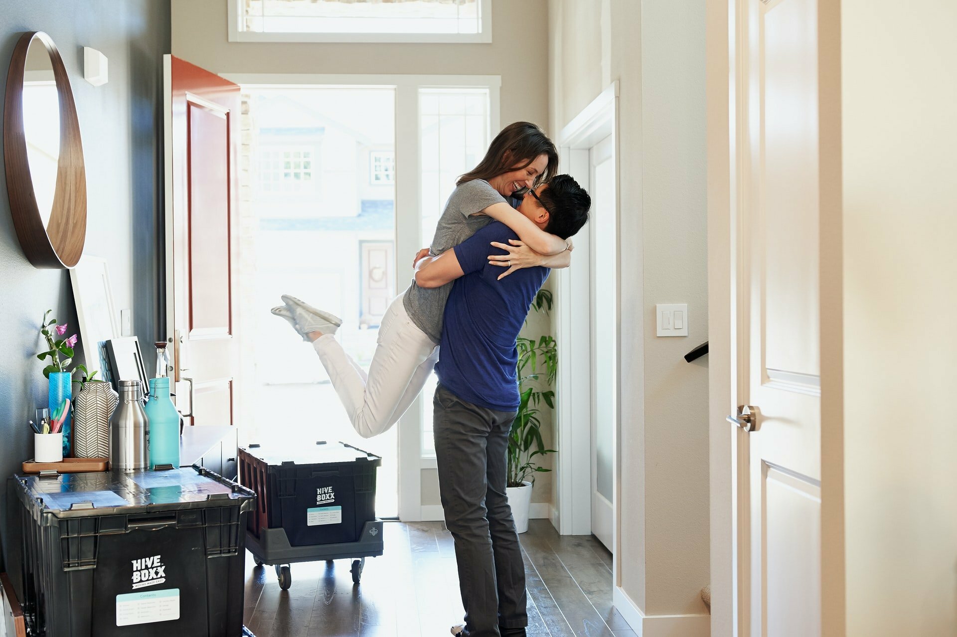 a man and woman in a room