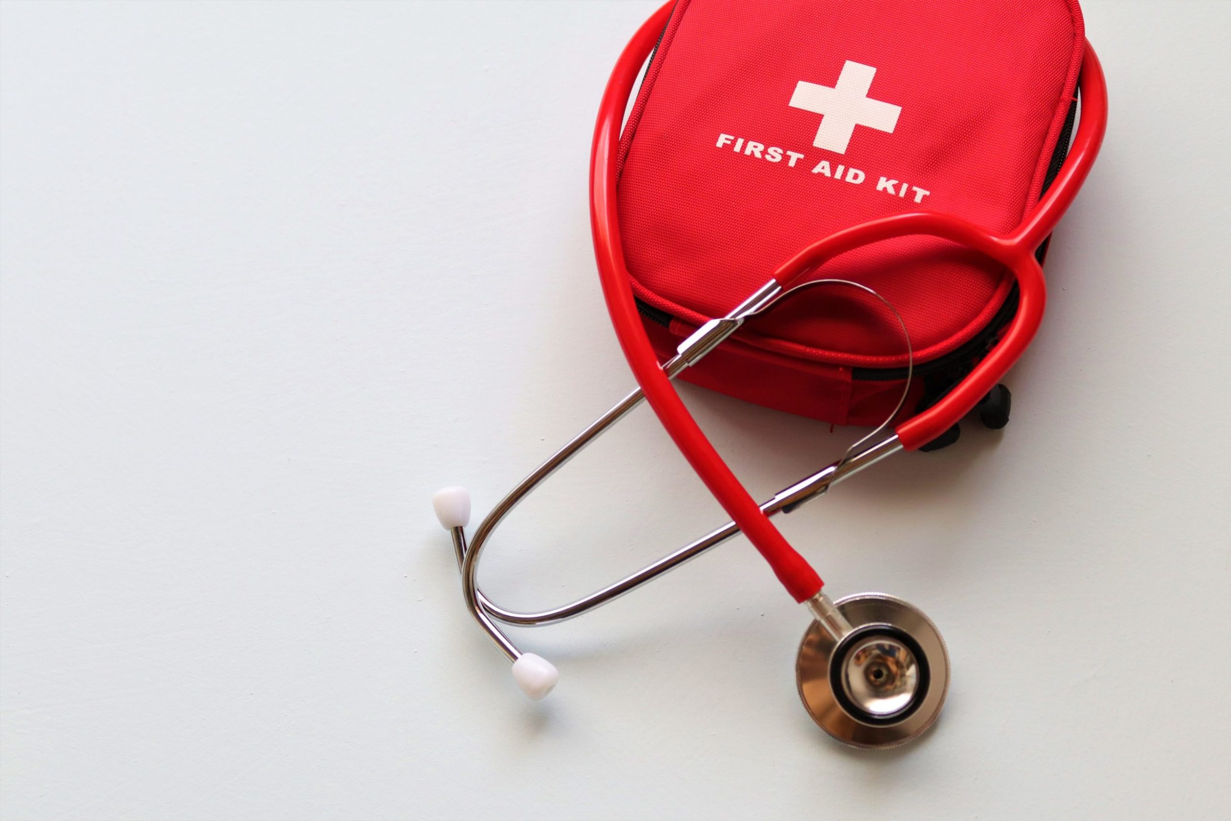 a red and white medical device