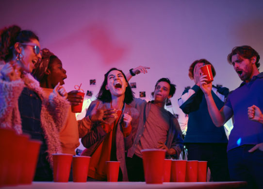People laughing at the party